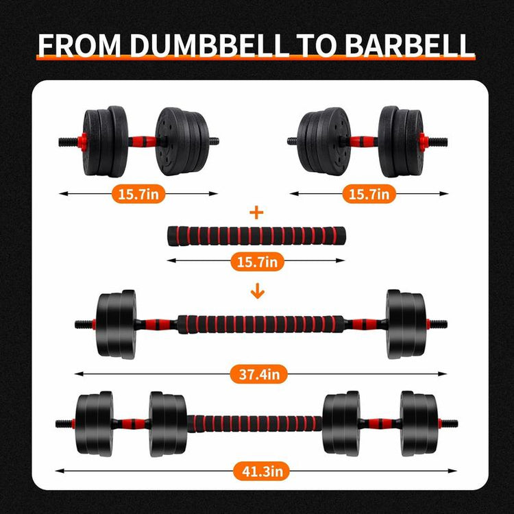 5-44Bls Adjustable Dumbbell Set for Home Gym Fitness Weight Plates, 3-In-1 Ergonomic Modes, Heavy Duty Cast for Strength Training Barbell Weight Set